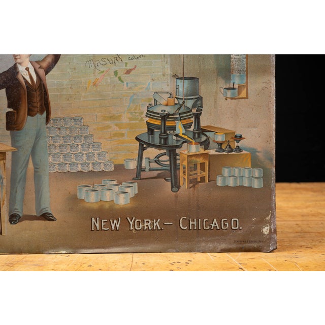 Early 20th Century "Masury's Pure Colors" Paint Tin Litho Advertising Sign For Sale In Chicago - Image 6 of 12