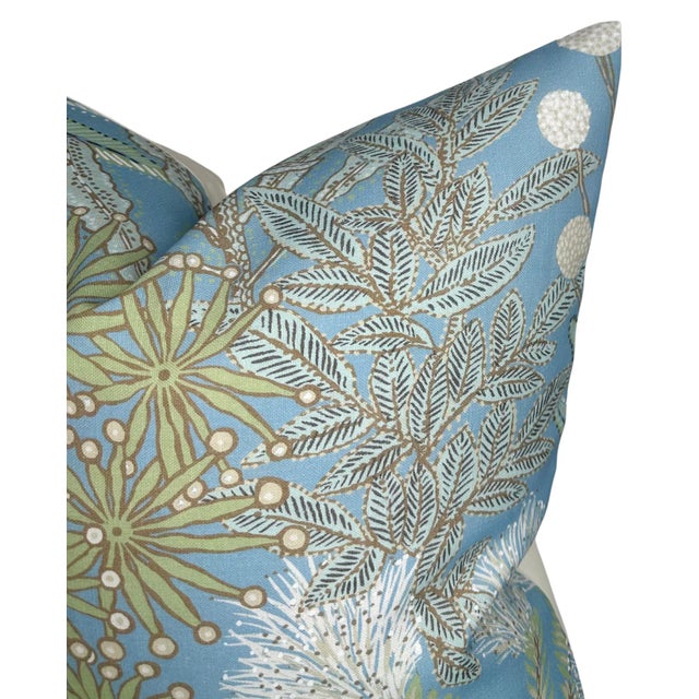 Modern Protea Floral Pillow Cover in Spa Blue, 22x22 Pillow For Sale - Image 3 of 4
