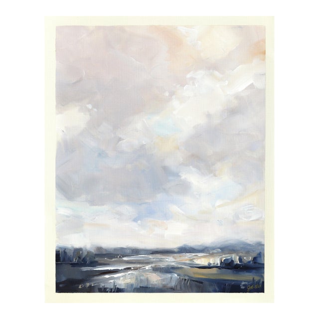 Landscape Study 252 - Serene Mixed Media Ocean Painting on Canvas Paper Original Artwork by Jodi Miller For Sale