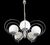 This stunning pair of 5 lights chandelier with rare handblown Murano glass balls and chrome metal fixture. Original tested...
