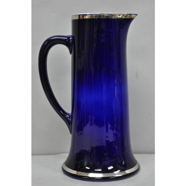 Antique 1913 60th Anni Northern Lodge No. 25 Masonic Cobalt Blue Ceramic Pitcher For Sale - Image 12 of 16
