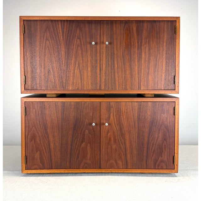 Mid Century Danish Modern Style Walnut Vinyl Record / Media Storage Cabinet Restored For Sale - Image 11 of 12