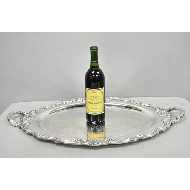 Vintage Silver Plated Scalloped Oval "Deer/Stag" Design Meat Serving Platter Tray. Very unique design, raised on feet....