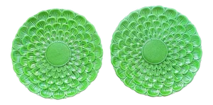 1960s Large Italian Majolica Green Plates- a Pair