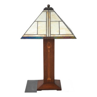 Stickley Harvey Ellis Mission Oak Slag Glass Lamp For Sale