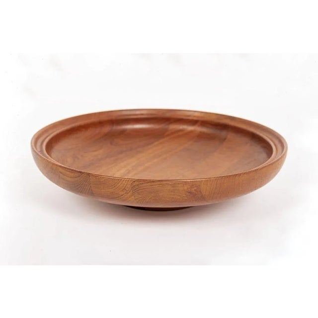 Georg Jensen 1960s Danish Modern Large Teak Wood Bowl by Henning Koppel for Georg Jensen For Sale - Image 4 of 11