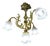 Antique French Art Nouveau Bronze 4-Light Chandelier with Frosted Glass Tulip Flower Shades and Acanthus Leaves, 1890s For Sale