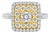 Late 20th Century 18K Two Tone Gold Ring with Square Diamond Round Accents Estate., Size 6.75 For Sale