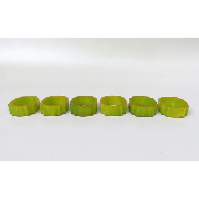 Art Deco Catalin Napkin Rings in Green Amber, Set of 6 For Sale - Image 6 of 18
