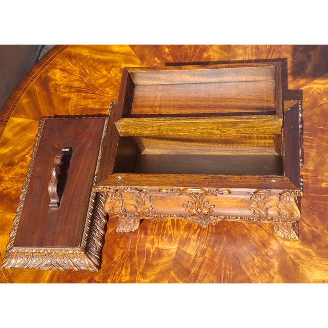 Wood Italian Rococo Style Carved Mahogany Table Box For Sale - Image 7 of 9