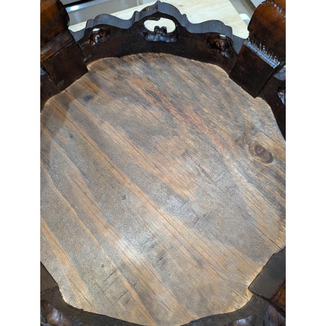 Brown Antique Rococo Revival Parlor Table With Removable Tray Top For Sale - Image 8 of 8