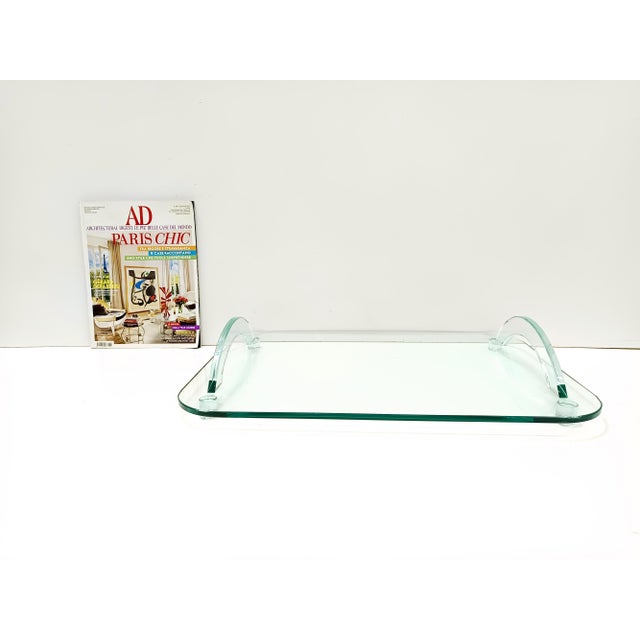Postmodern Transparent Glass Tray in the style of Fontana Arte, Italy, 1980s For Sale - Image 3 of 10