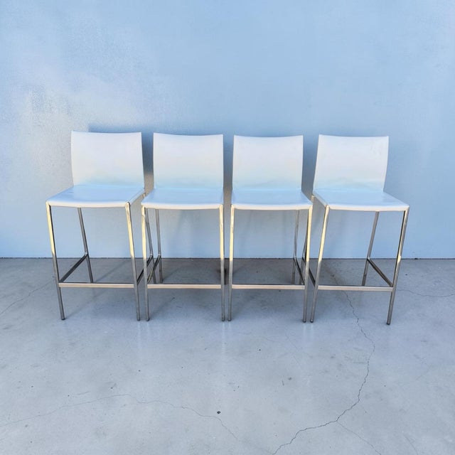 Zanotta Lio Leather Counter Stools- A Set of 4 For Sale In Chicago - Image 6 of 10