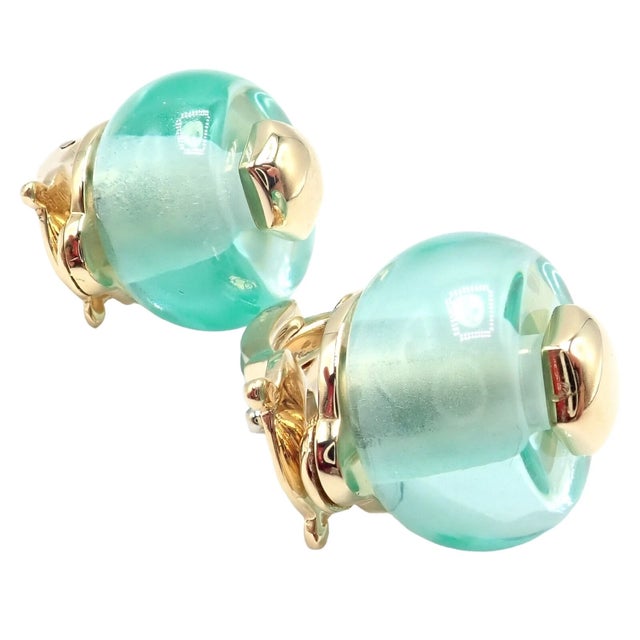 Vintage Marina B Yellow Gold Pneu Crystal Earrings, A Pair For Sale - Image 9 of 14