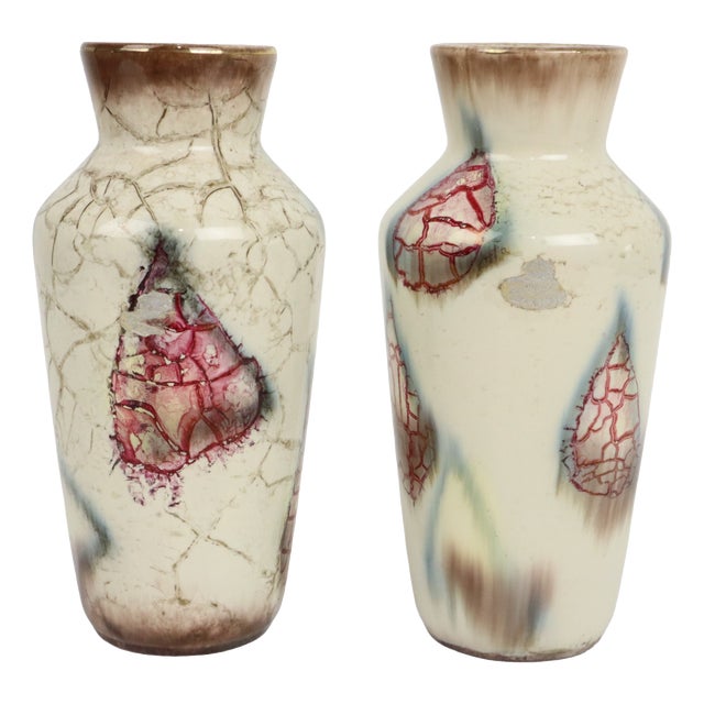West German Vases with Abstract Marble Pattern by Bay Keramik, 1960s, Set of 2 For Sale