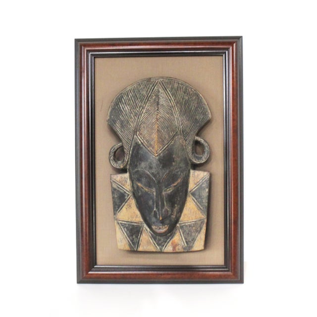African Craved Tribal Punu Gabon Styled Mounted Mask For Sale - Image 13 of 13
