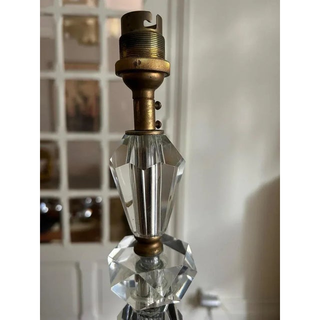 Large Crystal and Brass Table Lamp, 1950s For Sale - Image 4 of 9