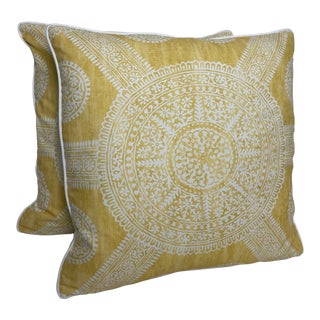 Thibaut Stonington in Yellow Pillows - Pair For Sale