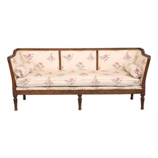 French Louis XVI Carved Walnut Settee, 19th Century For Sale