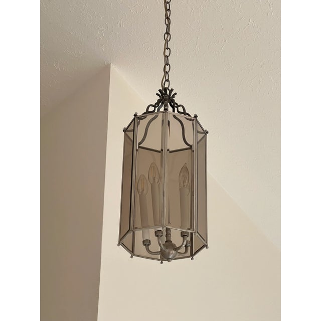 1970s 1970’s Chrome and Glass Entryway Chandelier For Sale - Image 5 of 10