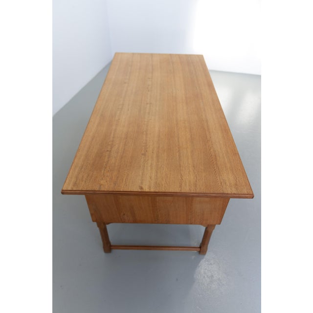 Wood Mid-Century Modern Danish Freestanding Oak Desk by Henning Kjærnulf, 1960s For Sale - Image 7 of 18