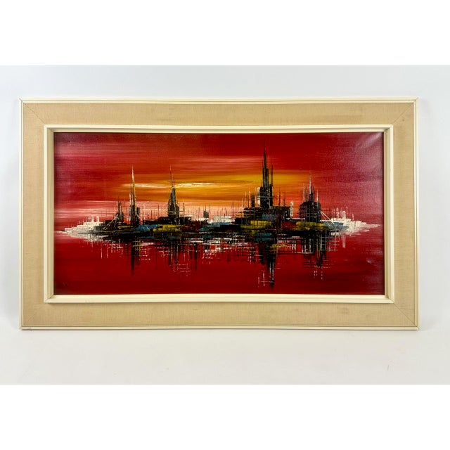 V. Vette, Skyscrapers, Oil on Canvas, 1950s, Framed For Sale - Image 13 of 13