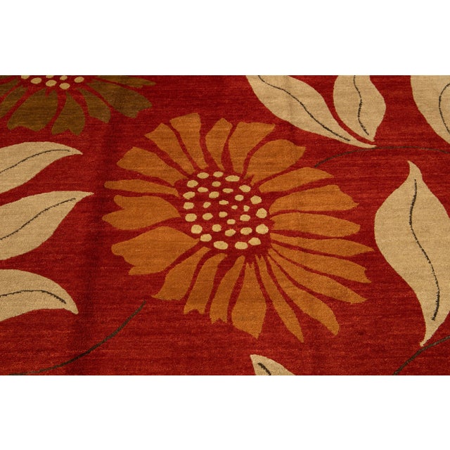 21st Century Red Contemporary Tibetan Wool Rug For Sale In New York - Image 6 of 13
