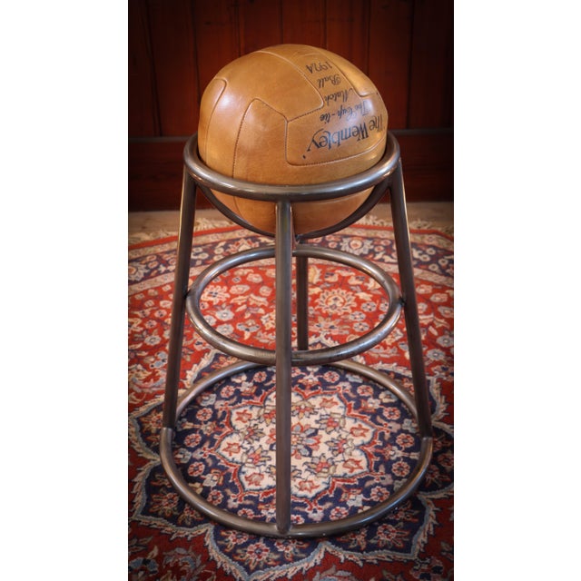 Metal Barball Stool in Leather by Timothy Oulton, 2010s For Sale - Image 7 of 18