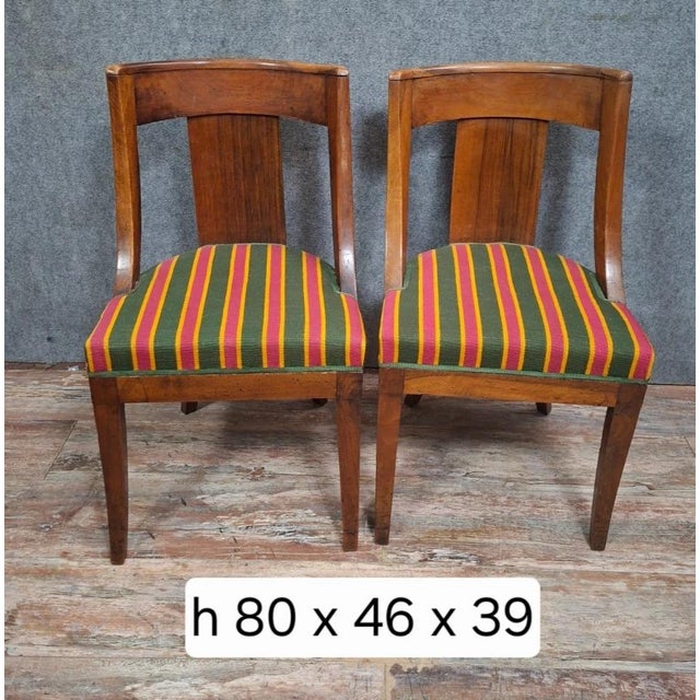 Brown Set of Two Empire Period Chairs in Walnut, Set of 2 For Sale - Image 8 of 11