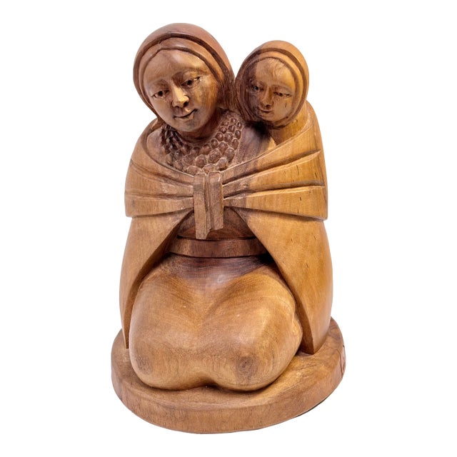 Vintage Luis Potosi Woord Carving 'Mother and Child' For Sale