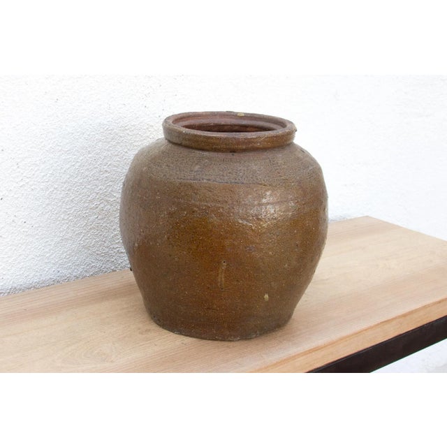 Brown Antique Brown Glazed Storage Jar For Sale - Image 8 of 10