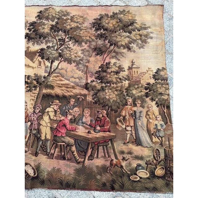 Mid-Century French Jacquard Tapestry – Rural Village Scene Beautiful mid-20th-century French Jacquard tapestry, woven in a...