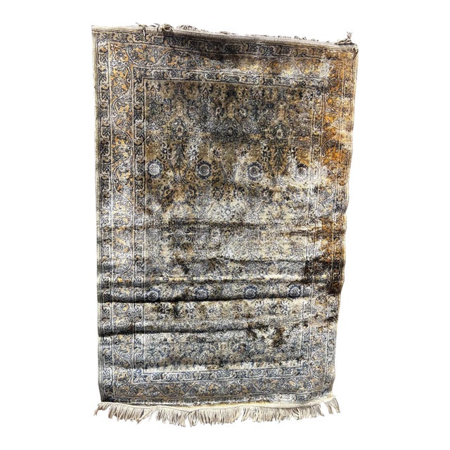 1970s Vintage Handmade Elegant Persian Rug Silk Tapestry For Sale