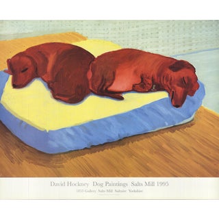 1995 David Hockney 'Dog Painting 38' Pop Art Brown, Yellow, Blue United Kingdom Offset Lithograph For Sale
