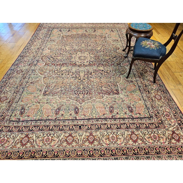 19th Century Persian Kerman Lavar Rug, Hand-Knotted Wool, Floral Design, Ivory & Red, 8x11 For Sale - Image 10 of 18