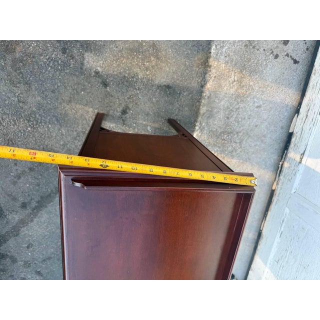 Wood Late 20th Century Pair of Councill Craftsmen Mahogany Chippendale Style Fretwork Nightstands For Sale - Image 7 of 16