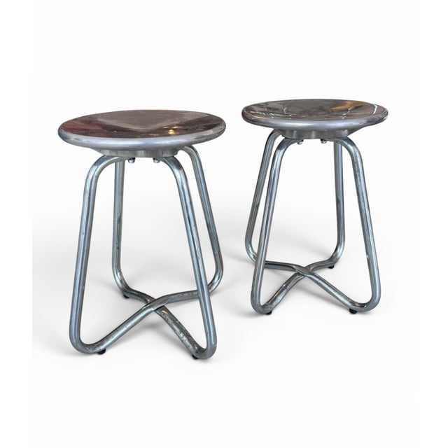 Silver Aluminium Stools by Terance Conran for the Conran Shop, 1990, Set of 2 For Sale - Image 8 of 8