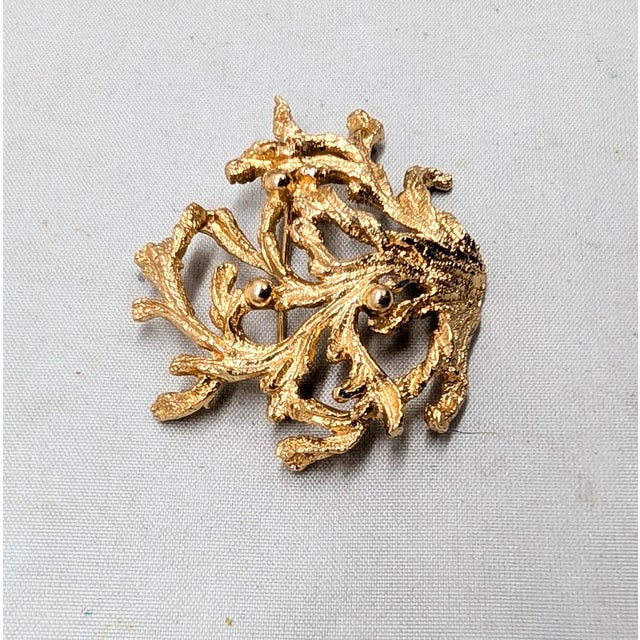 Vintage 1970s Signed Napier Goldtone "Coral" Brooch For Sale In Philadelphia - Image 6 of 7