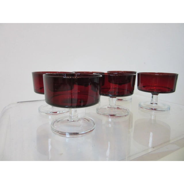 Mid-Century Modern French J. G. Durand Arcoroc Ruby Dessert Glasses - Set of 6 For Sale In Cincinnati - Image 6 of 10