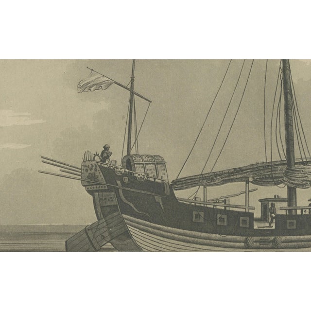 View of Chinese Junk Antique Maritime Engraving, 1802, Paper For Sale - Image 3 of 10