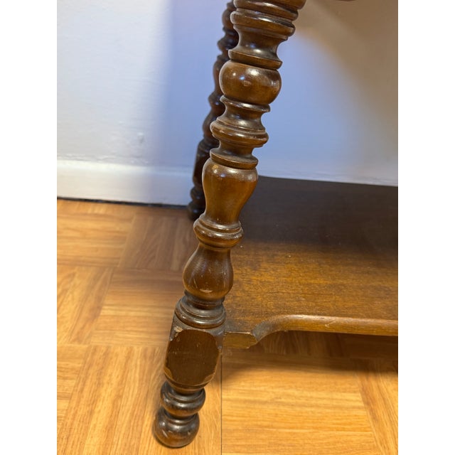 Blue Antique 1920s–30s California Spanish Colonial Revival Tile-Top Side Table | Mission Style Bobbin Legs | Arts & Crafts For Sale - Image 8 of 10