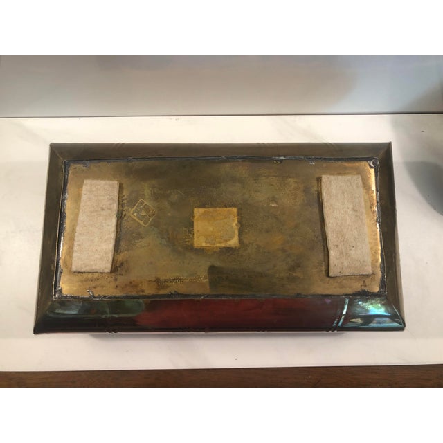 1950s 1950s Contemporary Solid Brass Rectangle Planter For Sale - Image 5 of 9