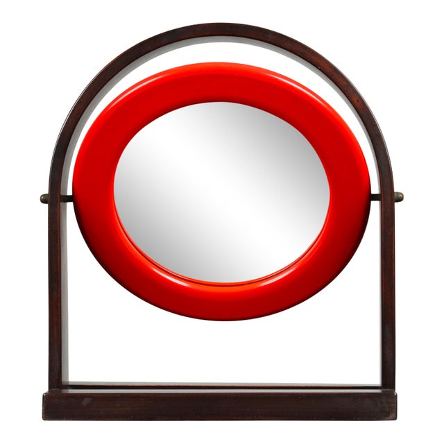 SP63 Sandretta Table Mirror in Red Lacquered Wood by Ettore Sottsass for Poltronova, 1966 For Sale - Image 14 of 18