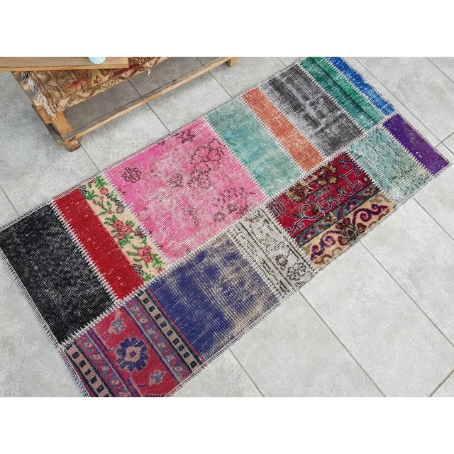 Textile Mid 20th Century Handmade Entry Wool Runner For Sale - Image 7 of 10