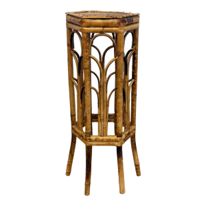 Vintage Scorched Bamboo Plant Stand