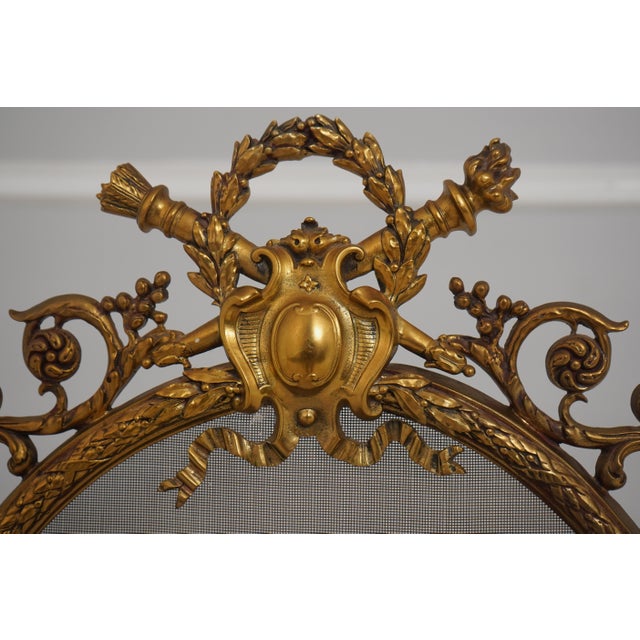 19th Century Vintage Louis XVI 19th Century Fire Screen Fireplace Andiron Set For Sale - Image 5 of 18