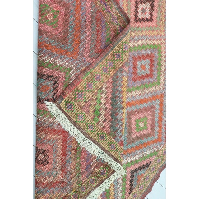 Colorful Vintage Turkish Kilim Rug - 67" X 133" For Sale - Image 12 of 13