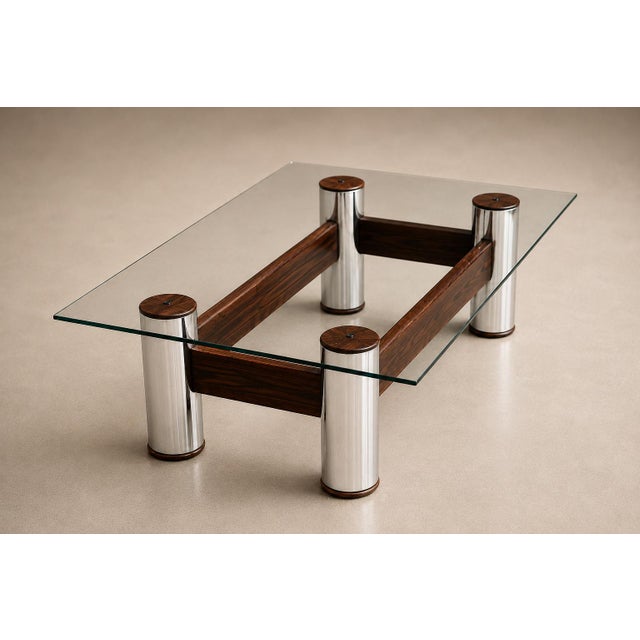 Brazilian Modern “Amelia” Coffee Table in Rosewood & Chrome-Plated Metal by Sergio Rodrigues, Brazil, 1965 For Sale - Image 10 of 17