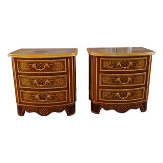 1980s Pair of Italian Wood and Bronze Nightstands For Sale
