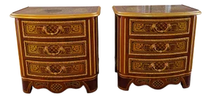 1980s Pair of Italian Wood and Bronze Nightstands